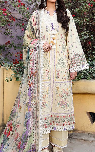 Roheenaz Cream Lawn Suit | Pakistani Lawn Dress in USA- Image 1