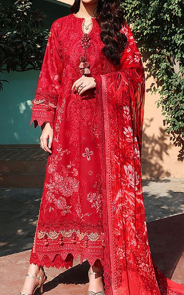 Roheenaz Red Lawn Suit | Pakistani Lawn Dress in USA- Image 1