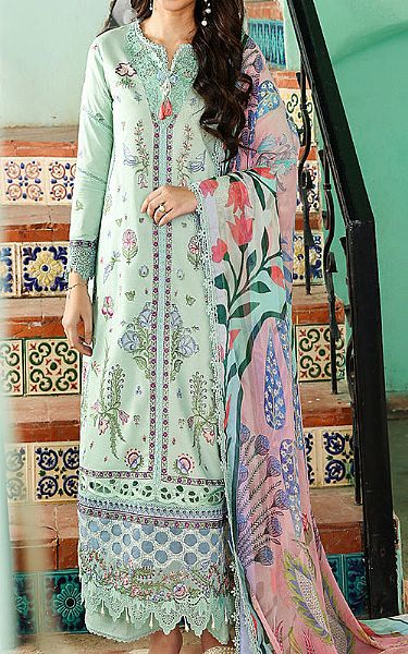 Roheenaz Aqua Lawn Suit | Pakistani Lawn Dress in USA- Image 1