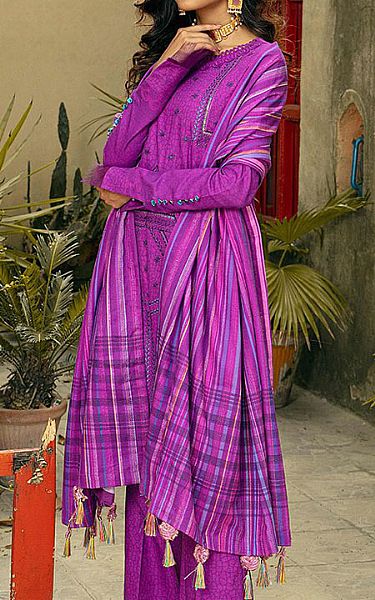 Rungrez Violet Khaddar Suit | Pakistani Dresses in USA- Image 1