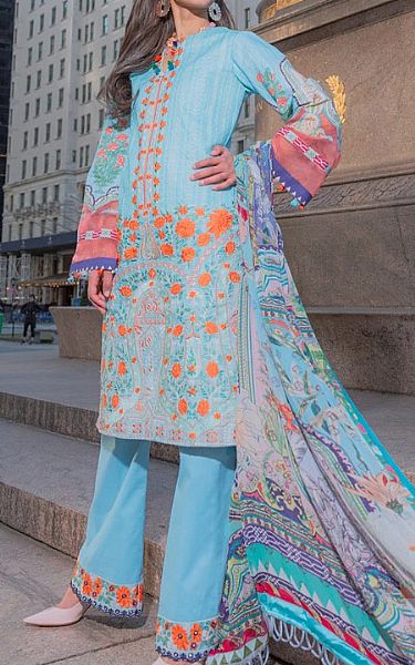 Rungrez Ice Blue Lawn Suit | Pakistani Dresses in USA- Image 1