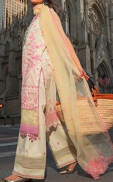 Rungrez Ivory Lawn Suit | Pakistani Dresses in USA- Image 2