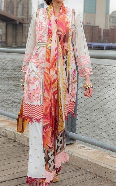 Rungrez Off-white Lawn Suit | Pakistani Dresses in USA- Image 1