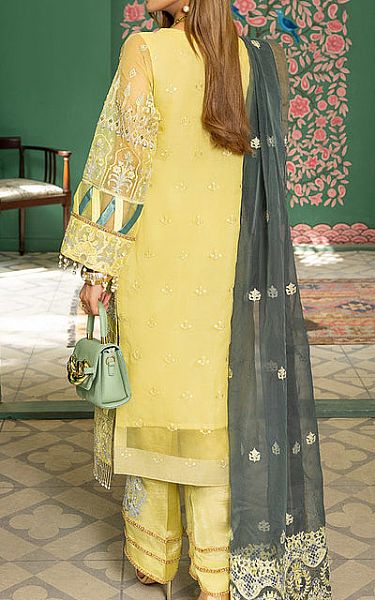 Rungrez Lime Green Organza Suit | Pakistani Embroidered Chiffon Dresses- Image 2