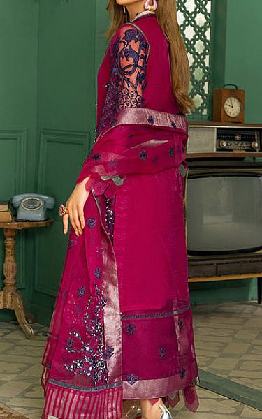 Rungrez Crimson Organza Suit | Pakistani Embroidered Chiffon Dresses- Image 2