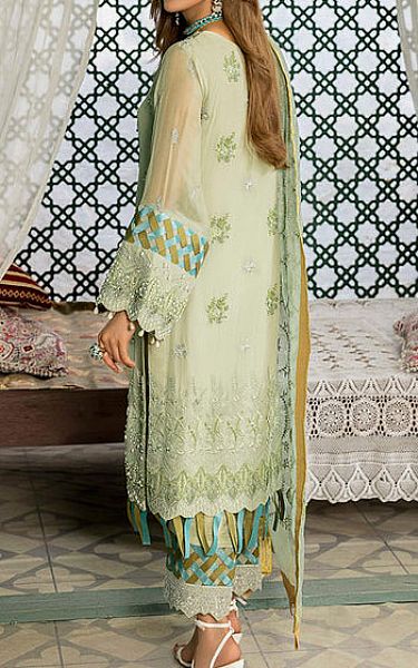 Rungrez Light Pistachio Chiffon Suit | Pakistani Embroidered Chiffon Dresses- Image 2