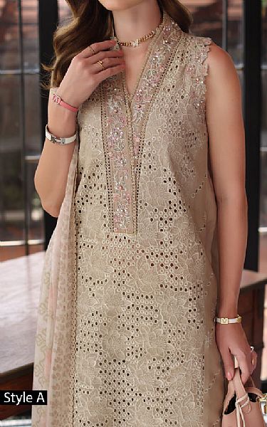 Saadia Asad Beige Lawn Suit | Pakistani Lawn Dress in USA- Image 2