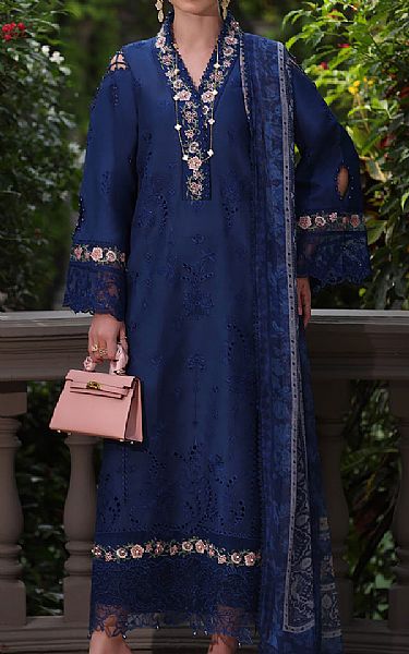 Saadia Asad Royal Blue Lawn Suit | Pakistani Lawn Dress in USA- Image 1