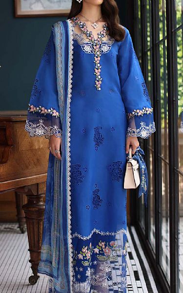 Saadia Asad Ink Blue Lawn Suit | Pakistani Lawn Dress in USA- Image 1