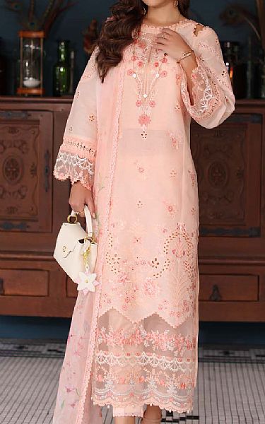 Saadia Asad Peach Lawn Suit | Pakistani Lawn Dress in USA- Image 1