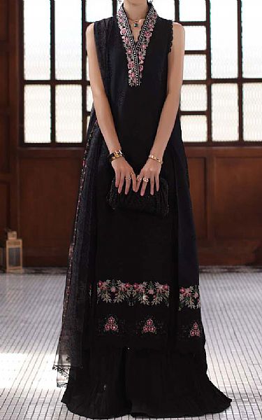 Saadia Asad Black Lawn Suit | Pakistani Lawn Dress in USA- Image 1