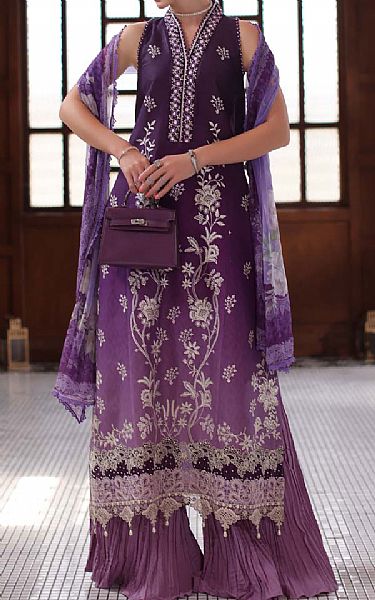Saadia Asad Purple Lawn Suit | Pakistani Lawn Dress in USA- Image 1