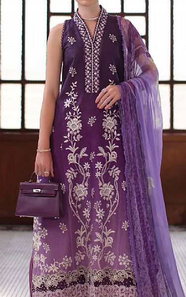 Saadia Asad Purple Lawn Suit | Pakistani Lawn Dress in USA- Image 2