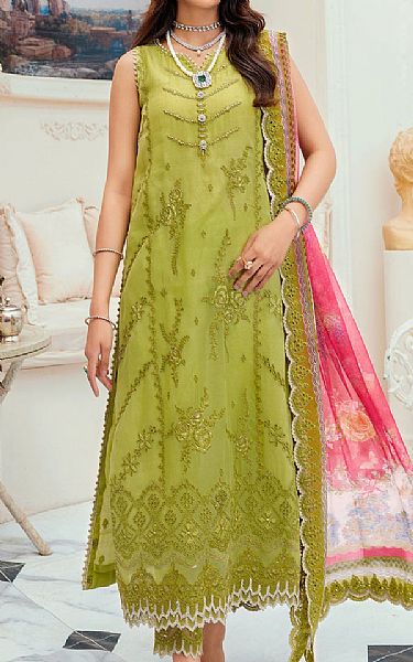 Saadia Asad Apple Green Chiffon Suit | Pakistani Dresses in USA- Image 1