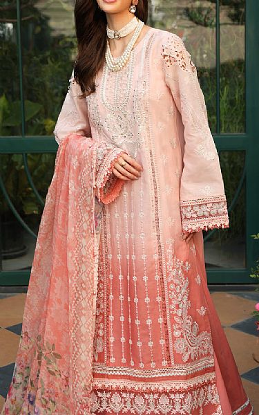 Saadia Asad Pink/Peach Lawn Suit | Pakistani Lawn Suits- Image 2