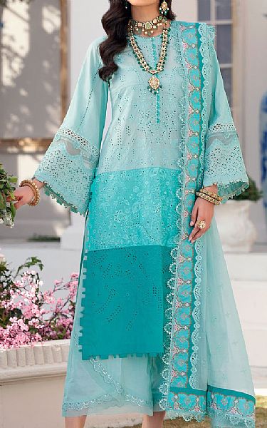 Saadia Asad Sky Blue Lawn Suit | Pakistani Dresses in USA- Image 1