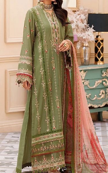 Saadia Asad Sage Green Lawn Suit | Pakistani Dresses in USA- Image 2