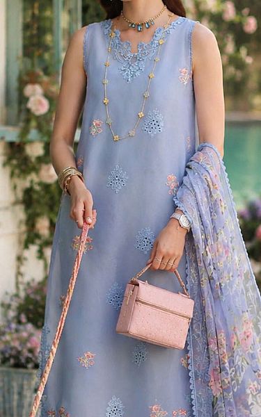 Saadia Asad Cadet Blue Lawn Suit | Pakistani Lawn Dress in USA- Image 2