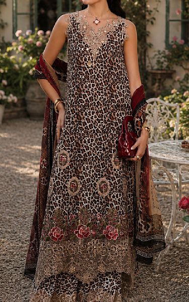 Saadia Asad Brown Lawn Suit | Pakistani Lawn Dress in USA- Image 1