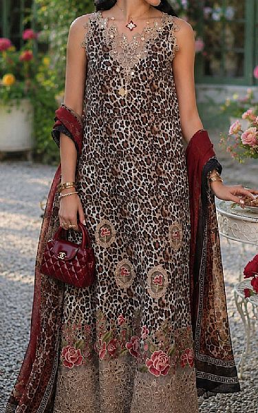 Saadia Asad Brown Lawn Suit | Pakistani Lawn Dress in USA- Image 2