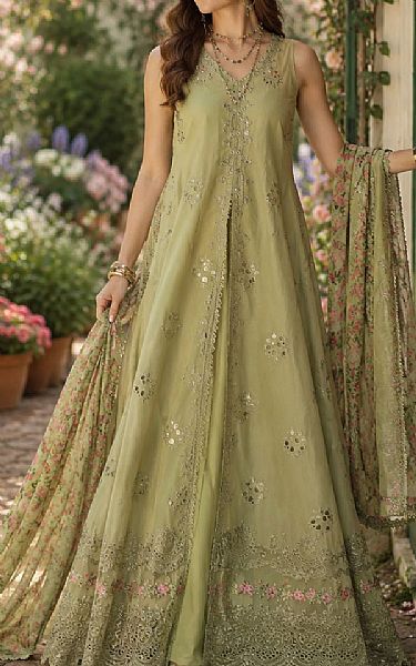 Saadia Asad Pistachio Green Lawn Suit | Pakistani Lawn Dress in USA- Image 1