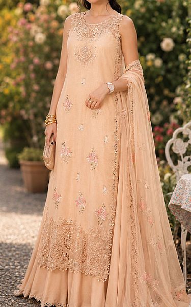 Saadia Asad Peach Lawn Suit | Pakistani Lawn Dress in USA- Image 1