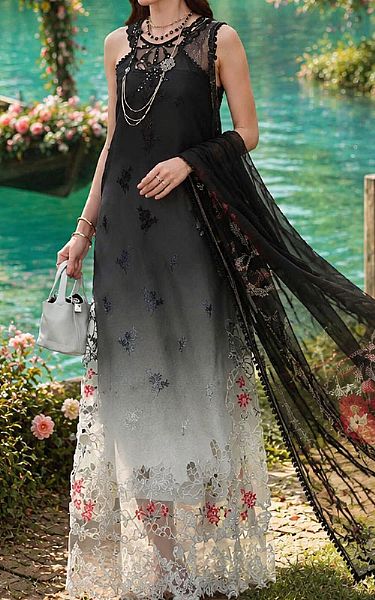 Saadia Asad Black/White Lawn Suit | Pakistani Lawn Dress in USA- Image 1