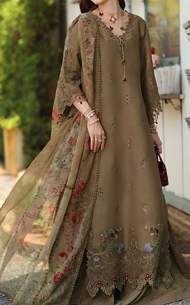 Saadia Asad Olive Lawn Suit | Pakistani Lawn Dress in USA- Image 1