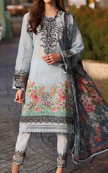 Saadia Asad Baby Blue Lawn Suit | Pakistani Lawn Suits- Image 1