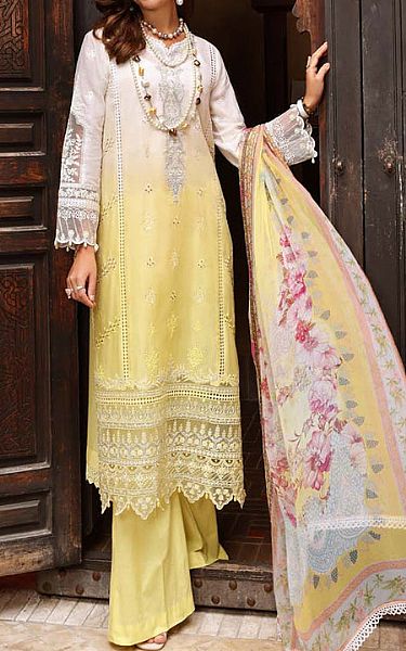 Saadia Asad Ivory/Yellow Lawn Suit | Pakistani Lawn Suits- Image 1