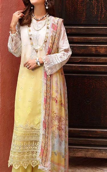 Saadia Asad Ivory/Yellow Lawn Suit | Pakistani Lawn Suits- Image 2