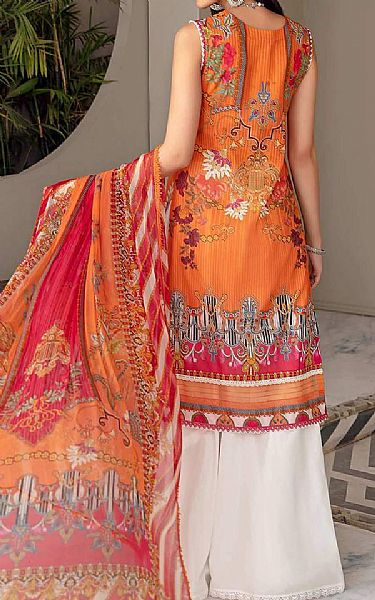 Saadia Asad Safety Orange Lawn Suit (2 Pcs) | Pakistani Dresses in USA- Image 2
