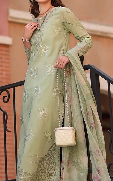 Saadia Asad Pistachio Green Lawn Suit | Pakistani Lawn Dress in USA- Image 2