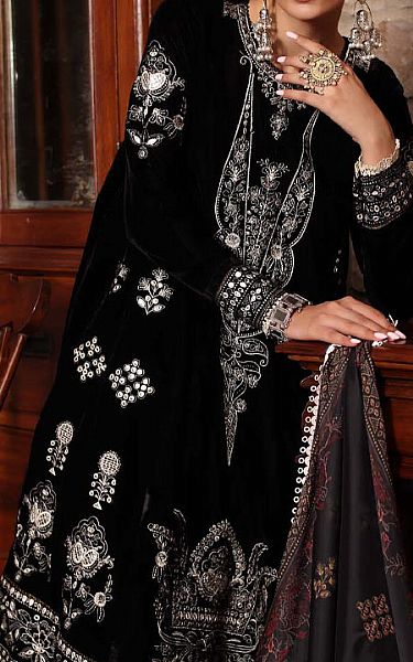 Saadia Asad Black Velvet Suit | Pakistani Winter Dresses in USA- Image 2
