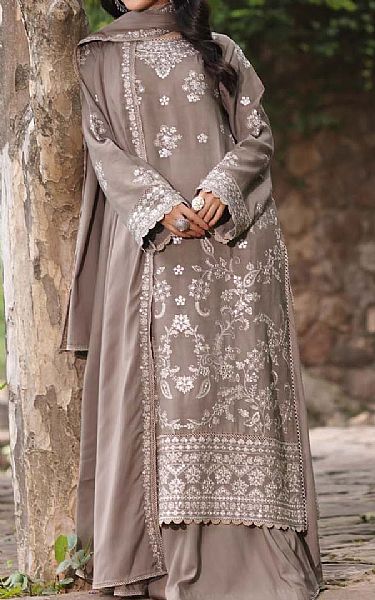 Saadia Asad Grey Linen Suit | Pakistani Winter Dresses in USA- Image 2