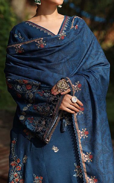 Saadia Asad Teal Blue Linen Suit | Pakistani Winter Dresses in USA- Image 2