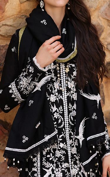 Saadia Asad Black/White Linen Suit | Pakistani Winter Dresses- Image 2