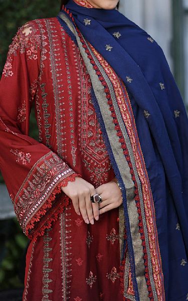 Saadia Asad Persian Plum Linen Suit | Pakistani Winter Dresses- Image 2