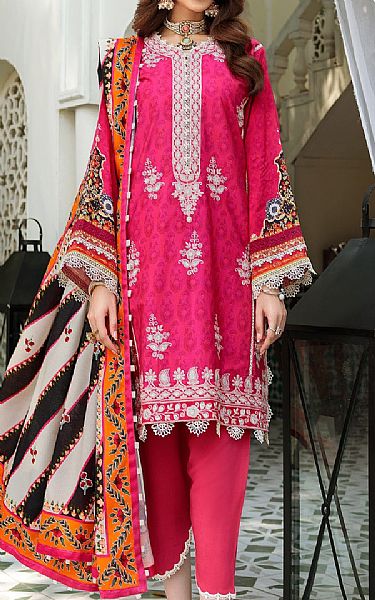 Saadia Asad Hot Pink Linen Suit | Pakistani Winter Dresses- Image 1