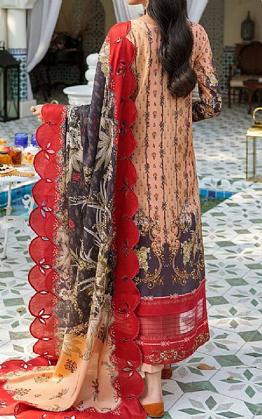Saadia Asad Peach Linen Suit | Pakistani Dresses in USA- Image 2