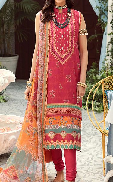 Saadia Asad Brink Pink Lawn Suit | Pakistani Dresses in USA- Image 1