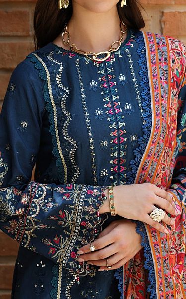 Saadia Asad Blue Zodiac Khaddar Suit | Pakistani Winter Dresses- Image 2