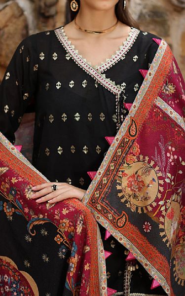 Saadia Asad Black Karandi Suit | Pakistani Winter Dresses- Image 2