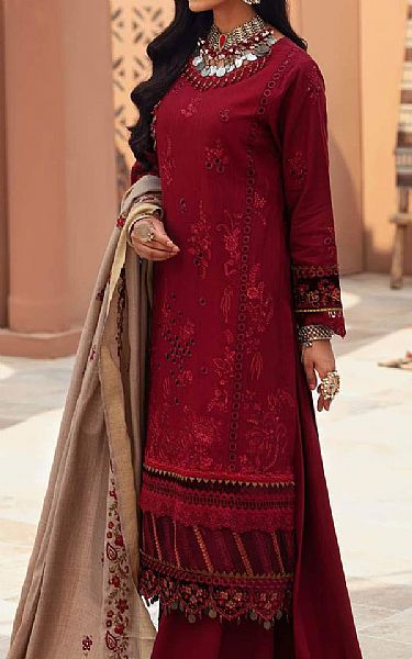 Scarlet Khaddar Suit | Saadia Asad Pakistani Winter Dresses