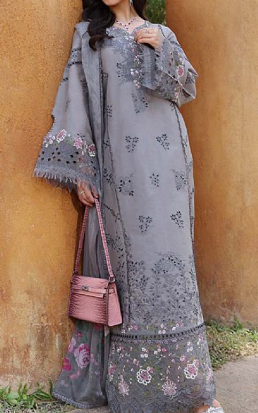 Saadia Asad Grey Lawn Suit | Pakistani Lawn Dress in USA- Image 1
