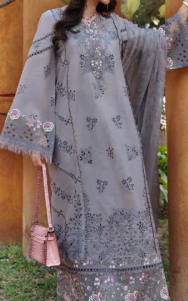 Saadia Asad Grey Lawn Suit | Pakistani Lawn Dress in USA- Image 2