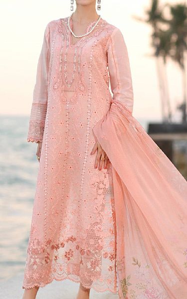 Saadia Asad Peach Lawn Suit | Pakistani Lawn Dress in USA- Image 1