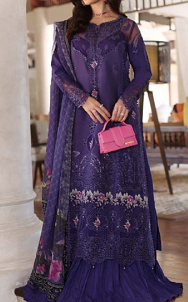 Saadia Asad Plum Purple Lawn Suit | Pakistani Lawn Dress in USA- Image 1
