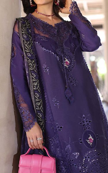 Saadia Asad Plum Purple Lawn Suit | Pakistani Lawn Dress in USA- Image 2