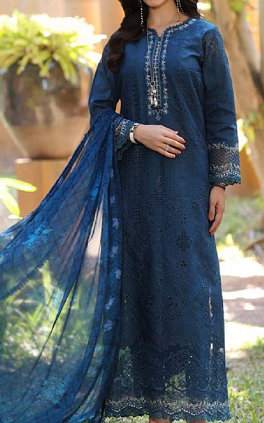 Saadia Asad Blue Lawn Suit | Pakistani Lawn Dress in USA- Image 1